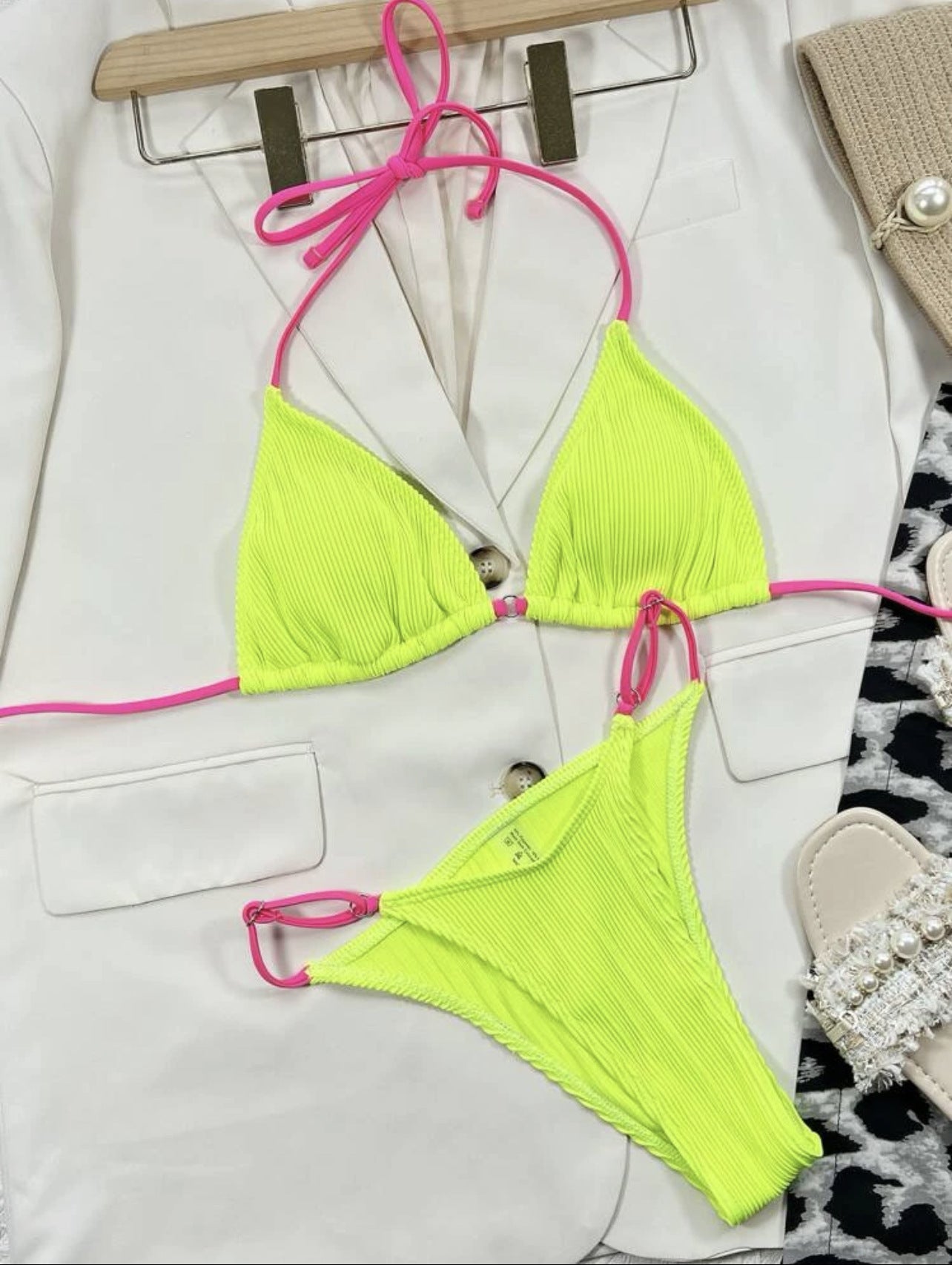 Bikini en velours à motif carreaux