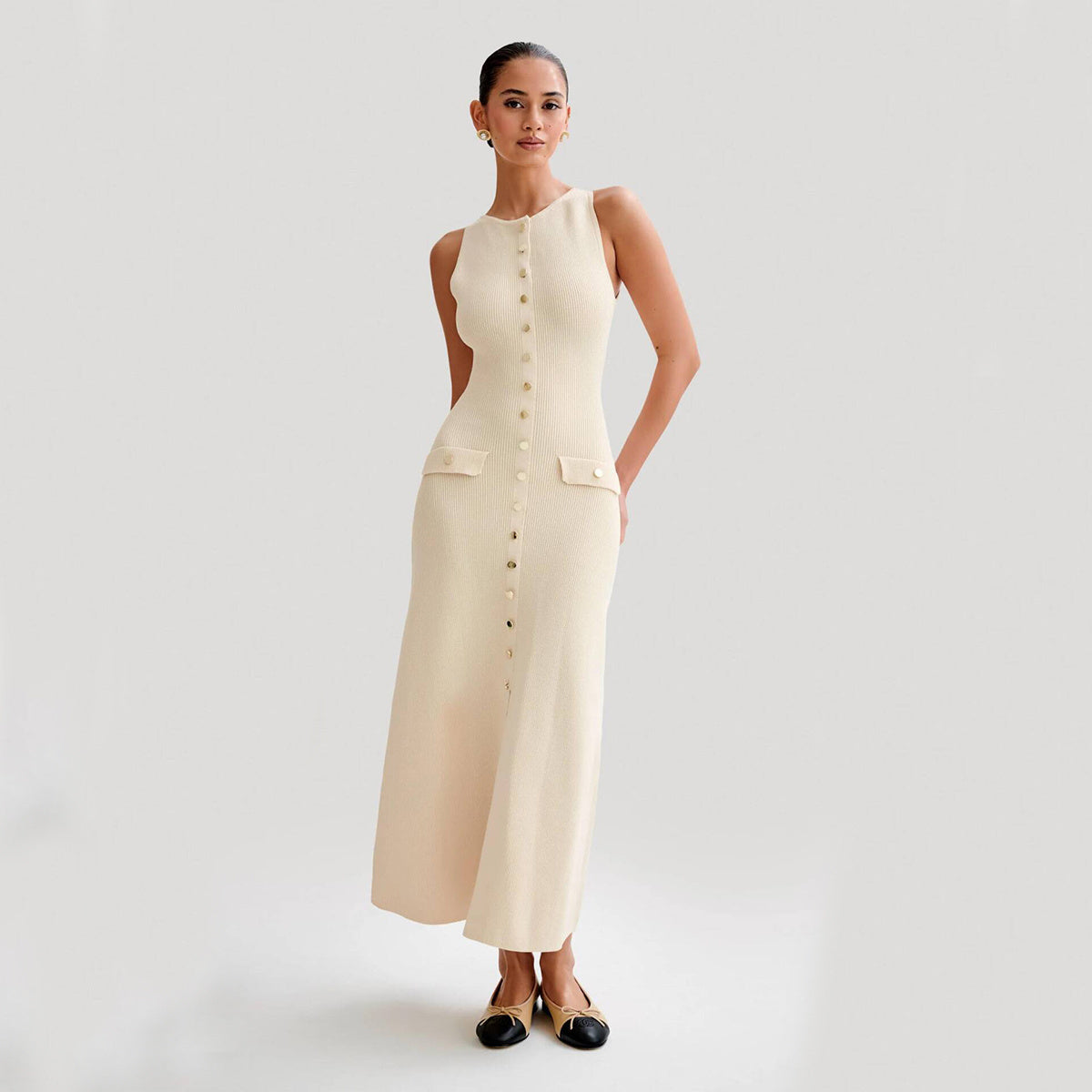 Robe Longue Élégante en Maille