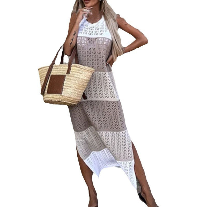 Robe en maille Sans Manches à Col Rond