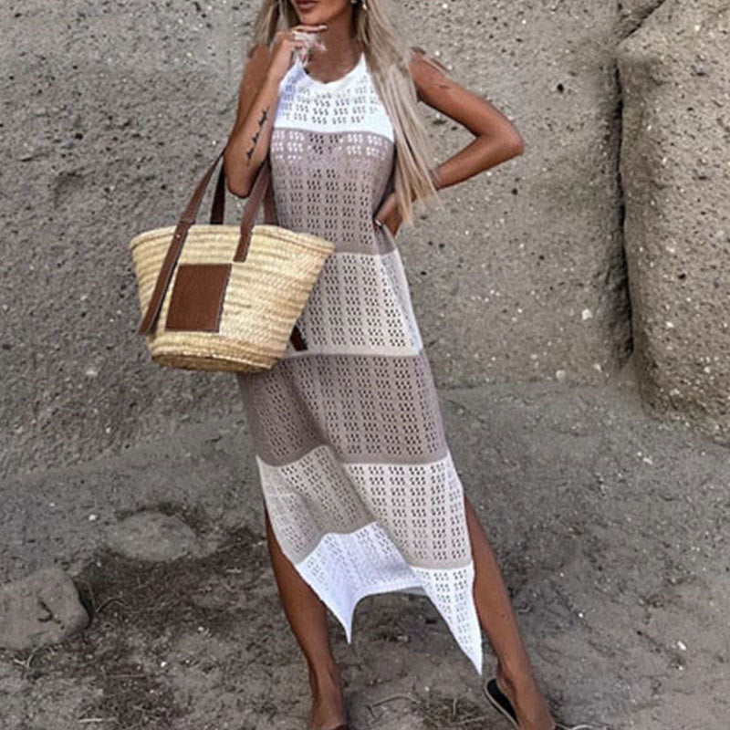 Robe en maille Sans Manches à Col Rond
