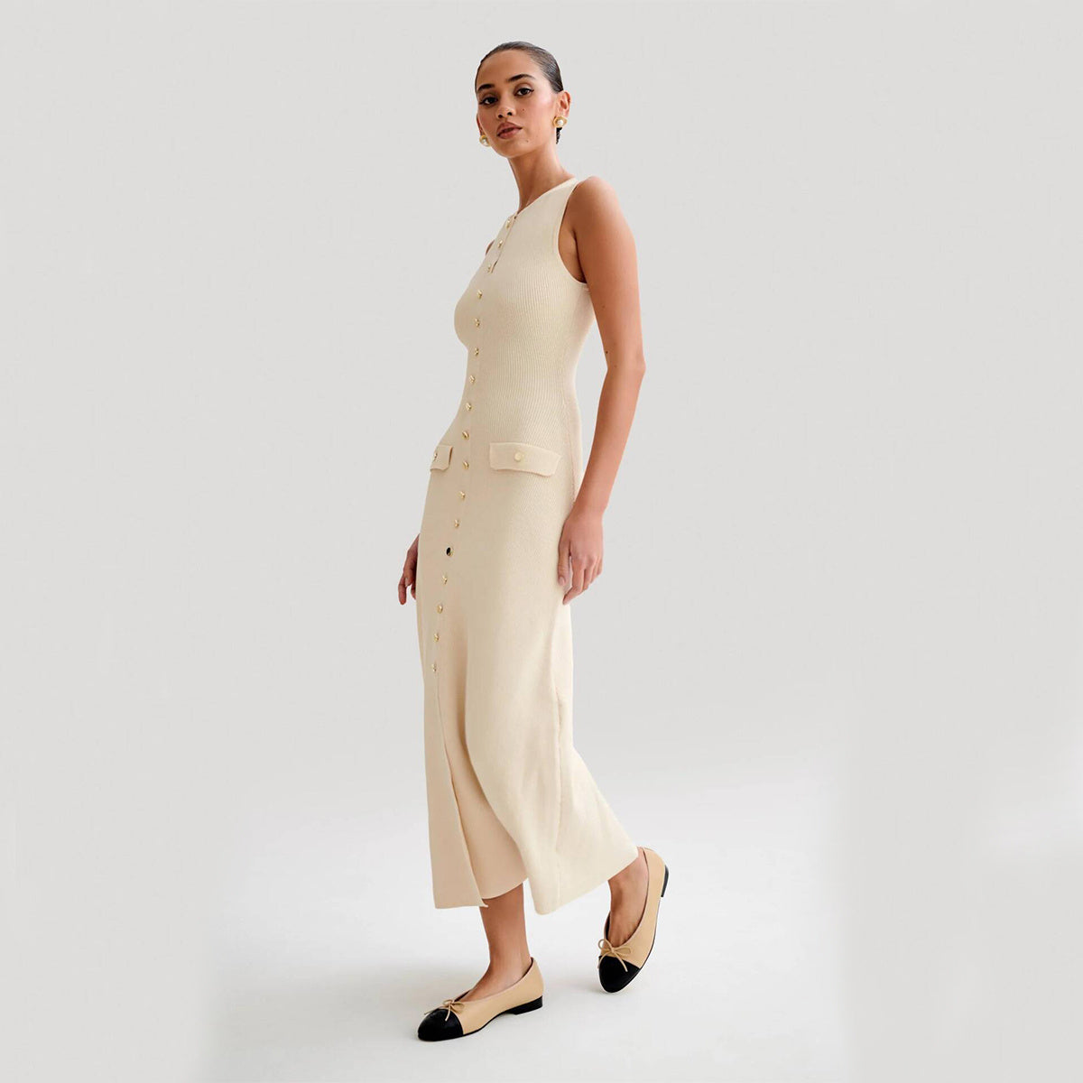 Robe Longue Élégante en Maille