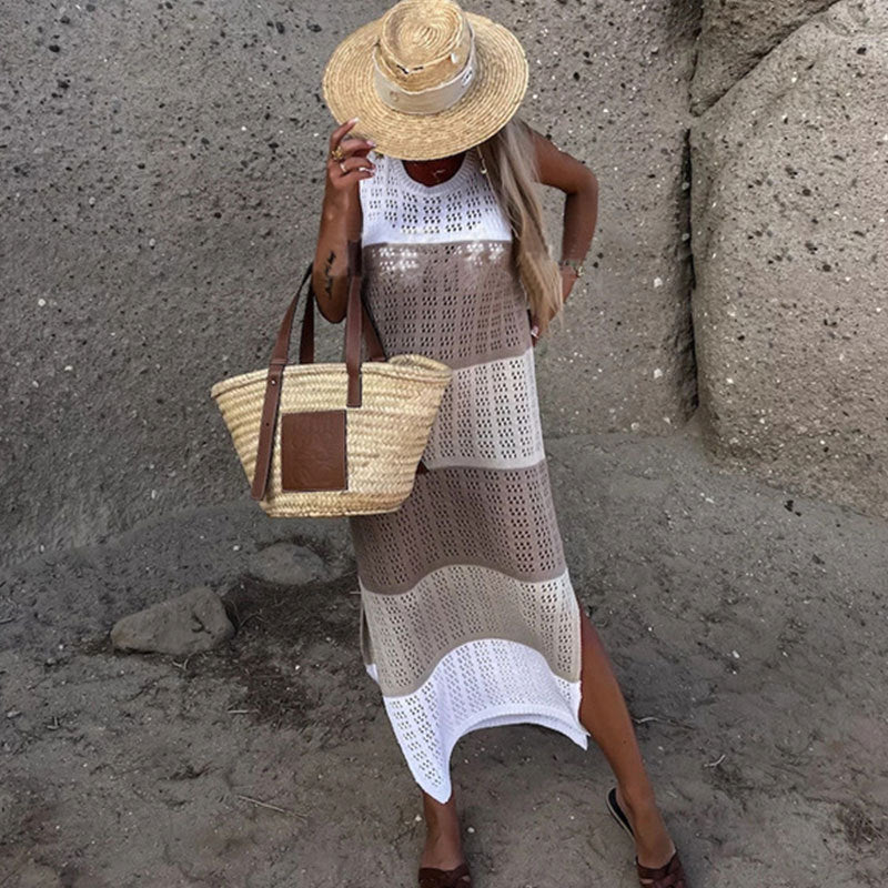 Robe en maille Sans Manches à Col Rond