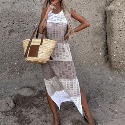 Robe en maille Sans Manches à Col Rond