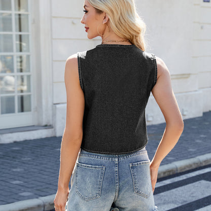 Top en jean avec nœud